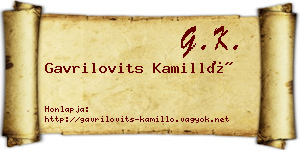 Gavrilovits Kamilló névjegykártya